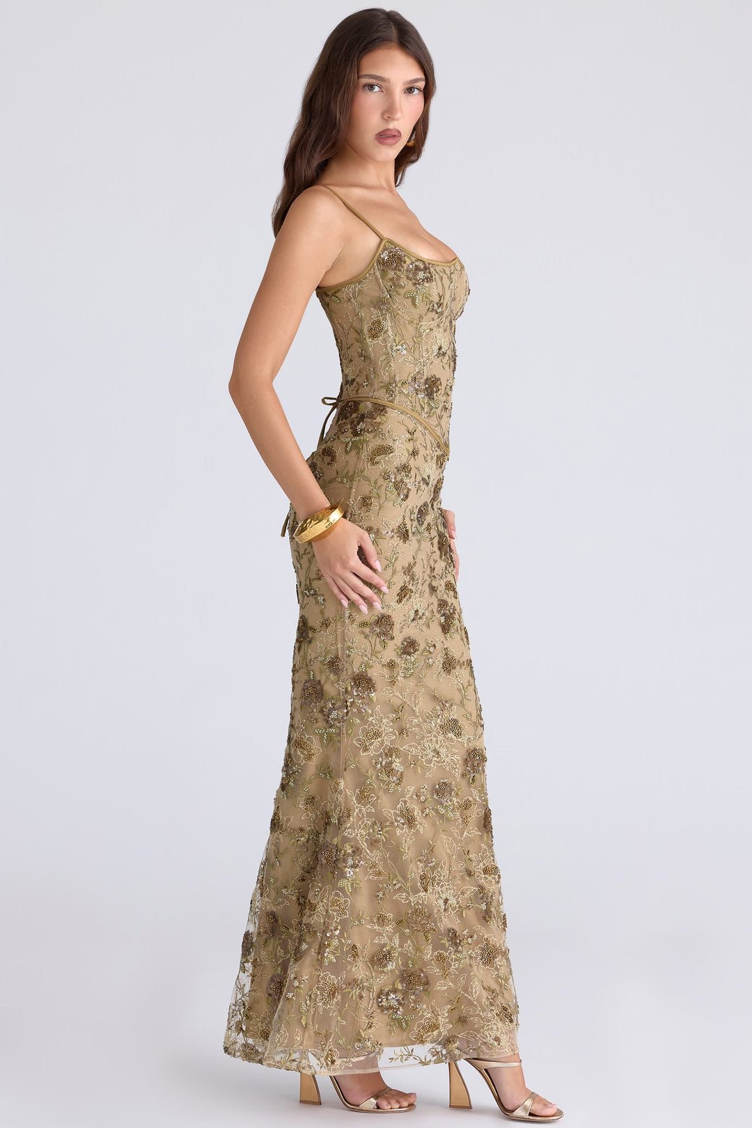 Ärmelloses Damen-Maxi-Kleid mit V-Ausschnitt