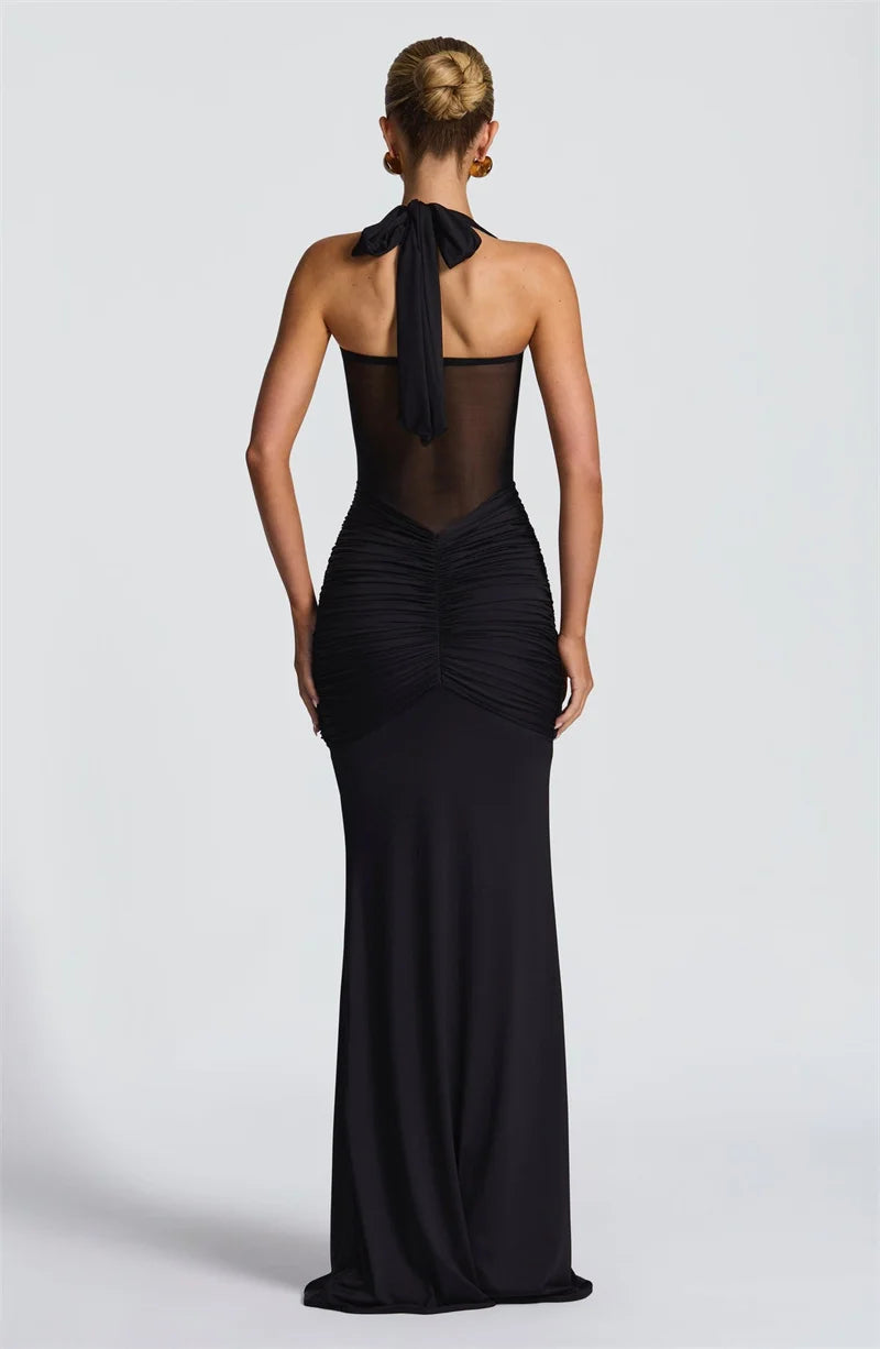 Halter gerafftes Bodycon-Maxikleid formendes Abendkleid