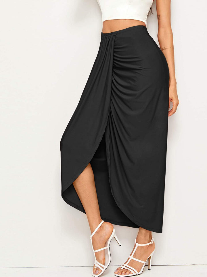 Drapierter Midirock mit hoher Taille Damenmode Unterteile