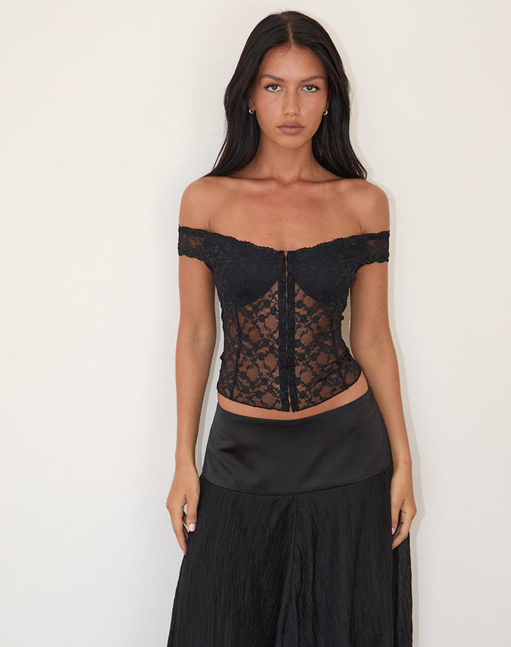 Damen Satin Korsett-Top mit Schnürung