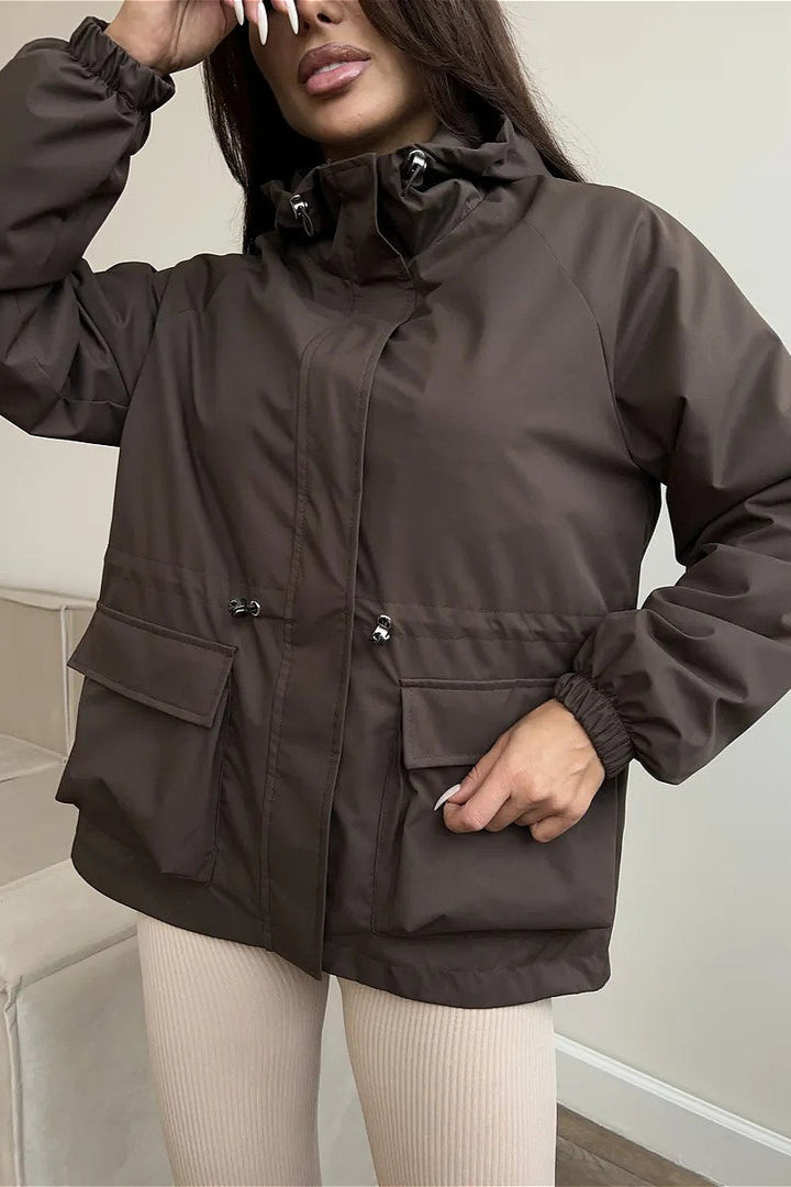 Utility-Jacke für Damen mit verstellbarem Kordelzug an der Taille