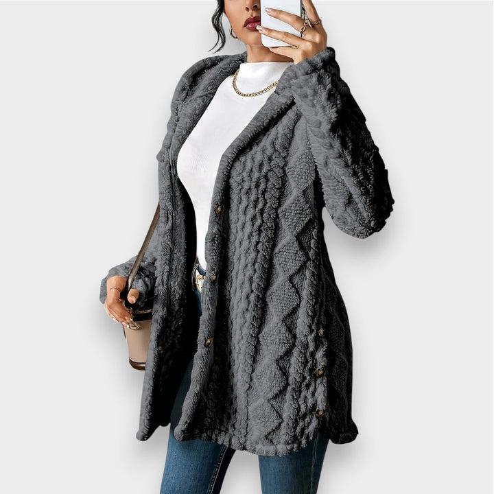 Gemütlicher Plüsch-Kapuzencardigan-Pullover