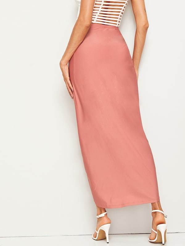 Drapierter Midirock mit hoher Taille Damenmode Unterteile