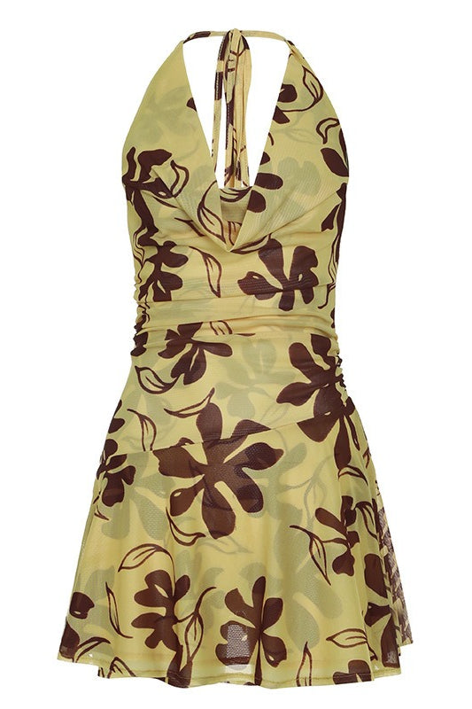 Leichtes Damen Minikleid mit offenem Rücken und Neckholder
