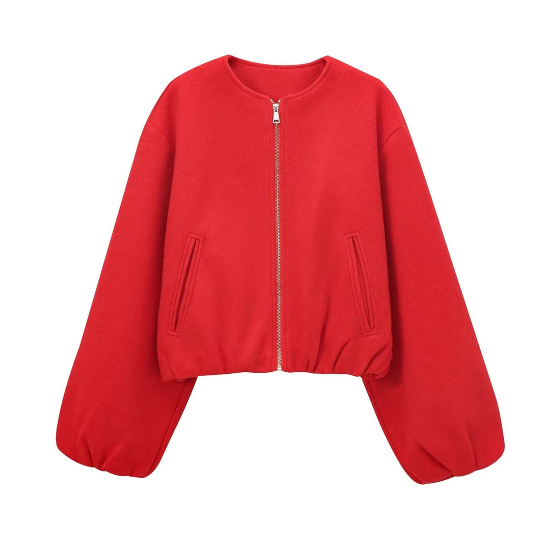 Damen Cropped Zip Bomberjacke