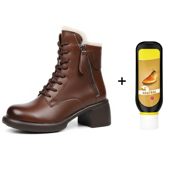 Plüschgefütterte Lederstiefel