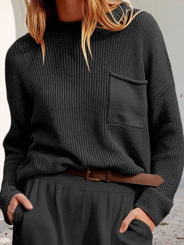 Gemütlicher, entspannter Strickpullover mit Taschen