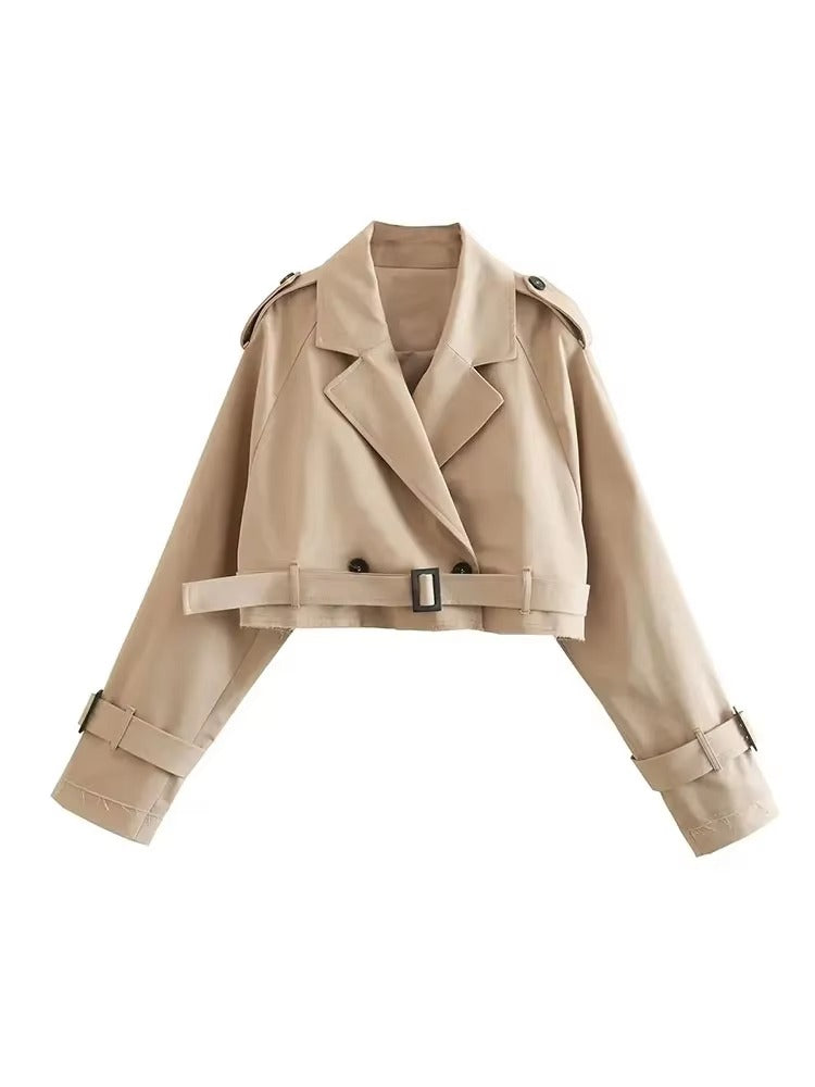 Damen Oversize Kurz geschnittener Trenchcoat