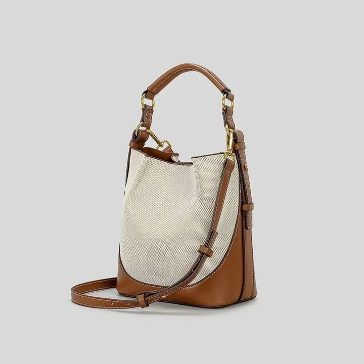 Helviora® | Strukturierte Schultertasche mit Canvas und Leder