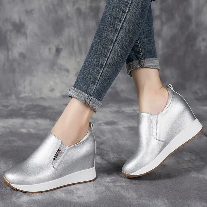 Schicke echte Leder-Stiefeletten mit Blockabsatz