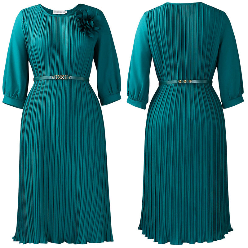 Plissiertes Midikleid mit Gürtel für Damen