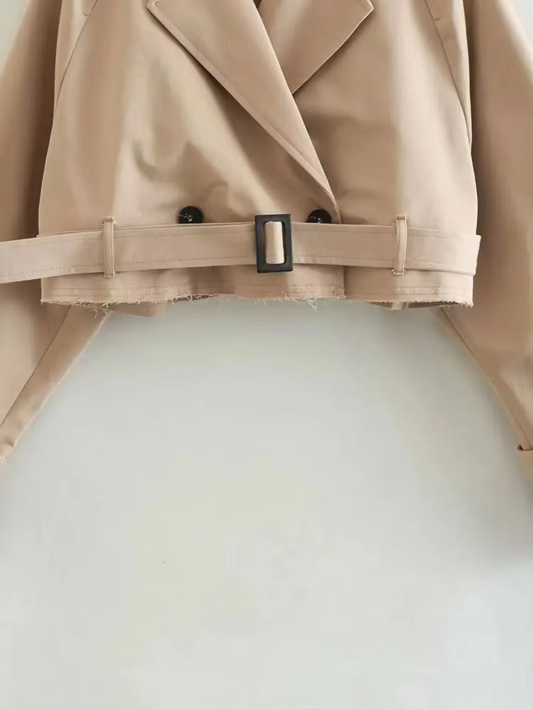 Damen Oversize Kurz geschnittener Trenchcoat