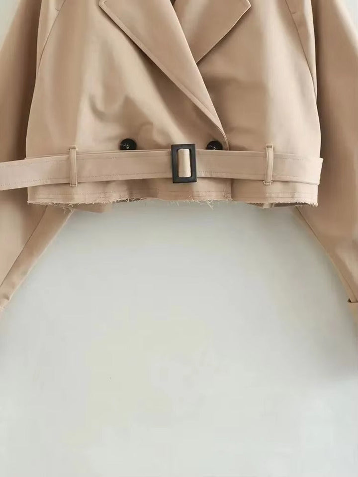 Damen Oversize Kurz geschnittener Trenchcoat