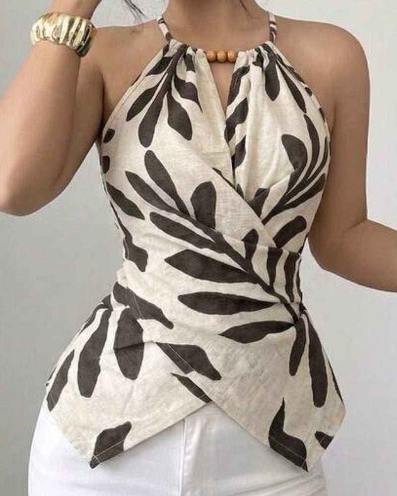 Damen Tanktop mit Print und Kreuzträgern in Rückansicht