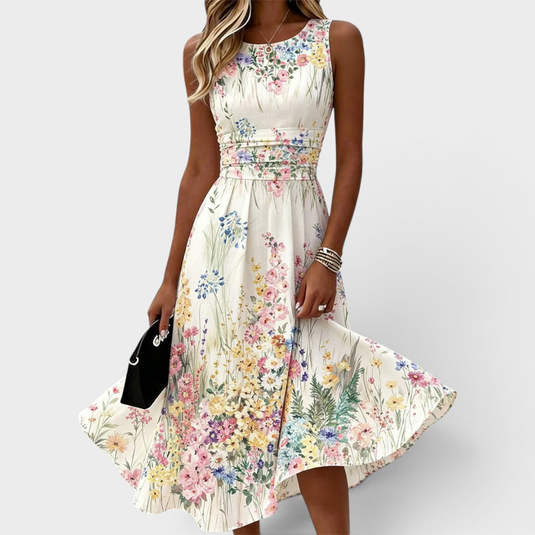 Ärmelloses Midikleid mit Blumenmuster
