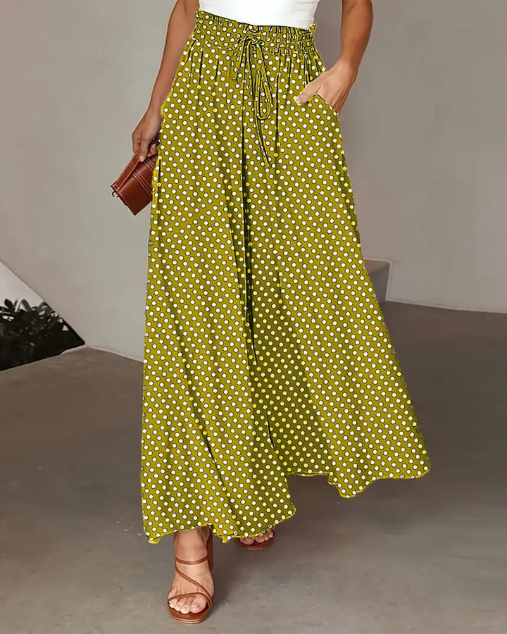 Damen Weite Hose Mit Polka Dot Print Lang