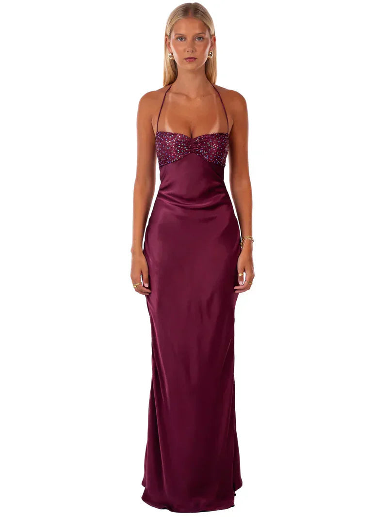 Elegantes langes Kleid in Jadegrün für Damen