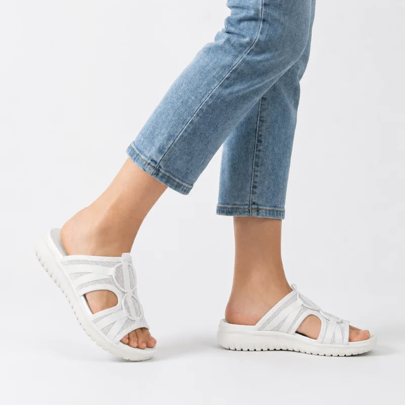 Damen Schlupfsandalen mit offener Zehenpartie, Rückansicht