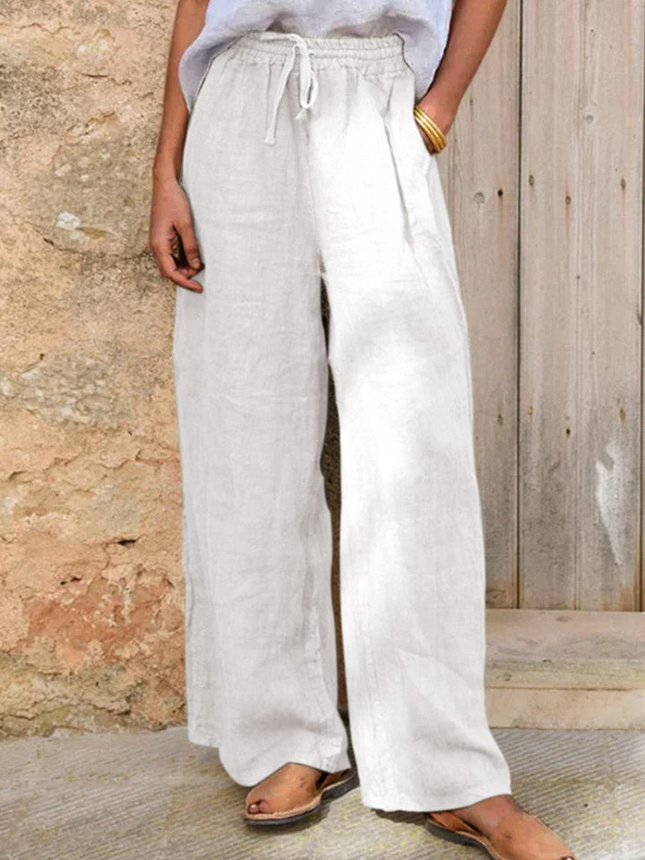 Damen Casual Hose aus Baumwoll-Leinen-Mix
