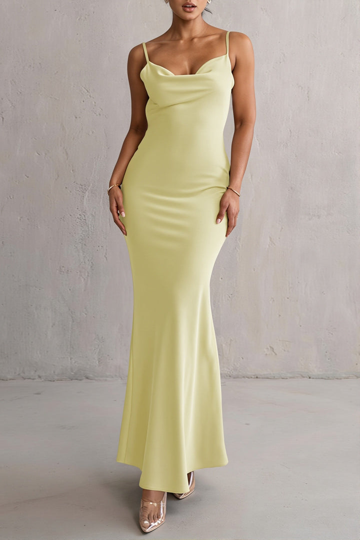 Damen Maxikleid Mit Wasserfallausschnitt Und Rückenfrei