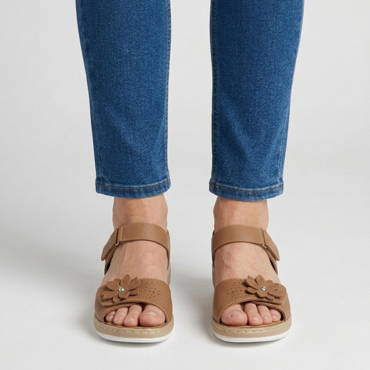 Damen Sandalen mit Blumenmuster und hohem Tragekomfort