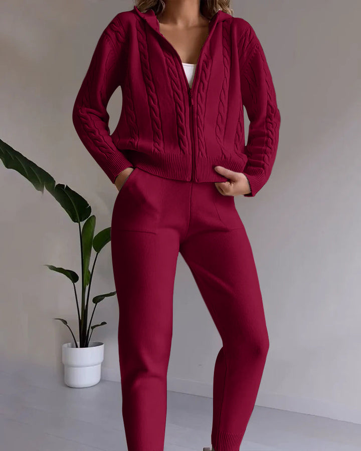 Legeres Jacquard-Strickjacken-Set mit Twist-Design