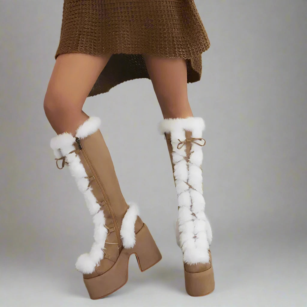 Gemütliche klobige Plateau-Stiefel für den Winterstil