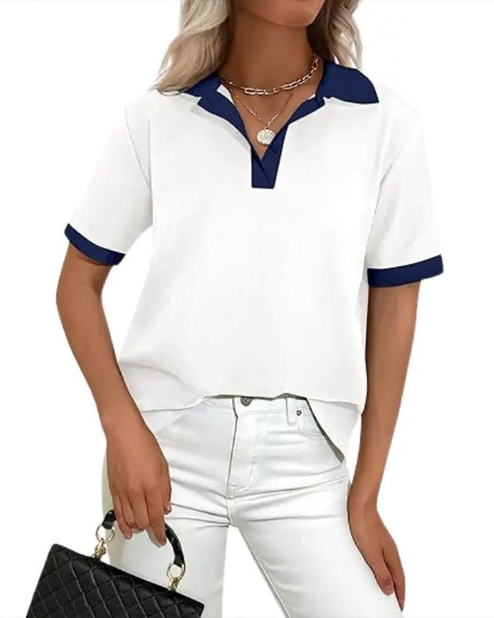 Damen Poloshirt Colorblock Mit Kurzarm
