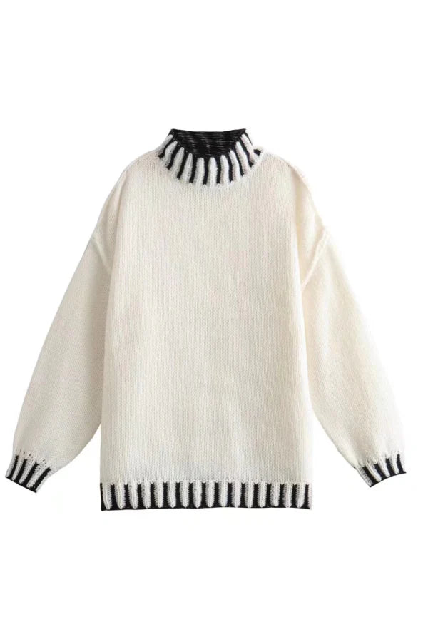 Gemütlicher Rollkragen-Pullover mit Farbblockmuster