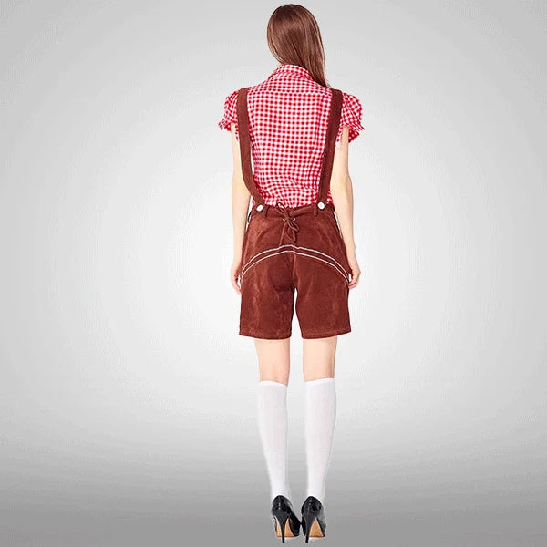 Samt bestickte bayerische kurze Latzhosen für Damen