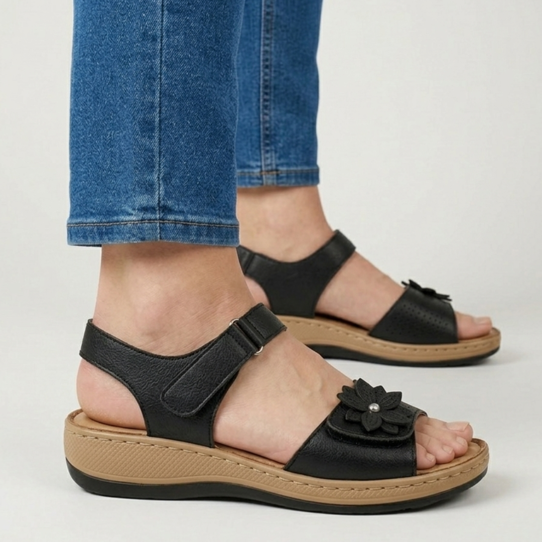 Damen Sandalen mit Blumenmuster und hohem Tragekomfort
