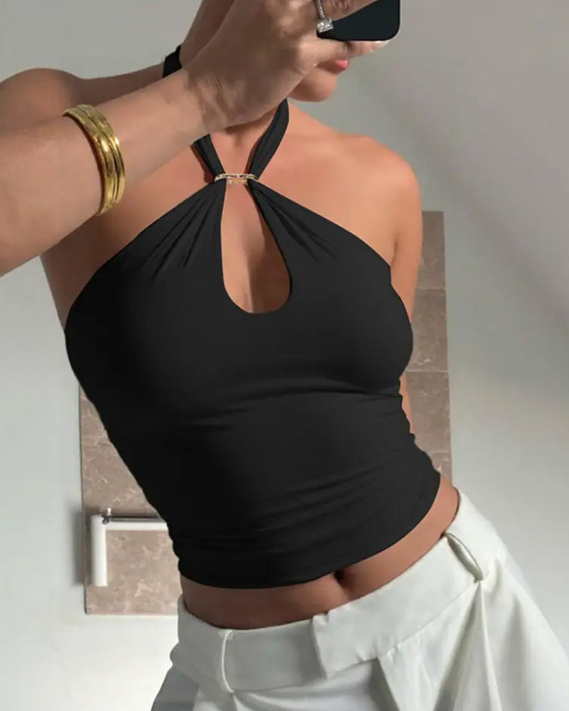 Baumwollmischung geschnürtes Neckholder-Top