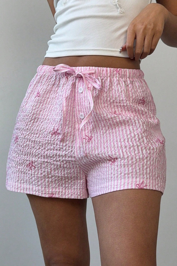 Damen Shorts Mit Streifen Weitem Bein Rosa