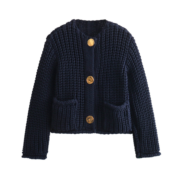 Cozy Chic Damen Strickjacke mit Knöpfen und Taschen