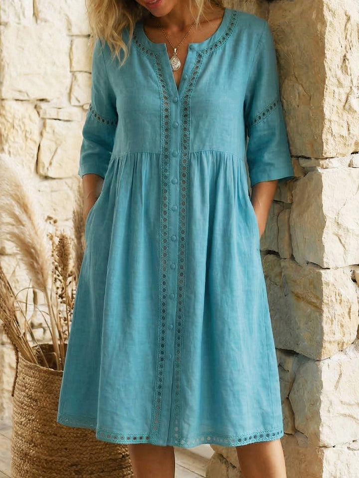 Premium Leinen Midi Kleid für Damen