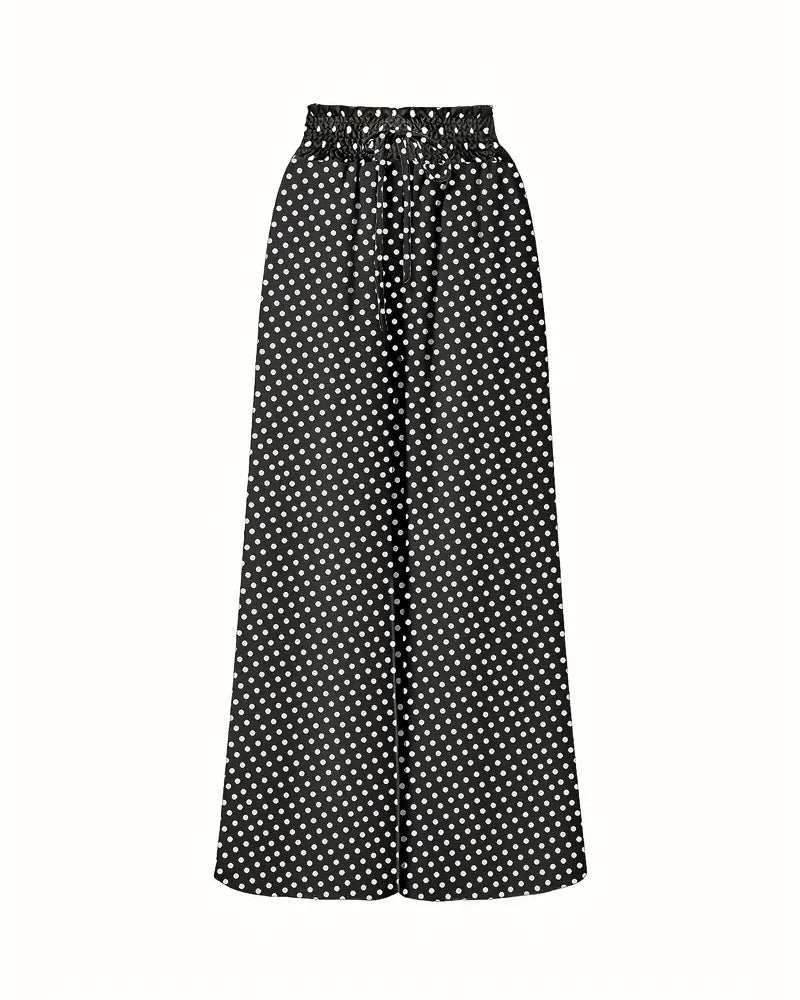 Damen weite Hose mit gepunktetem Muster, Detailansicht des Stoffes