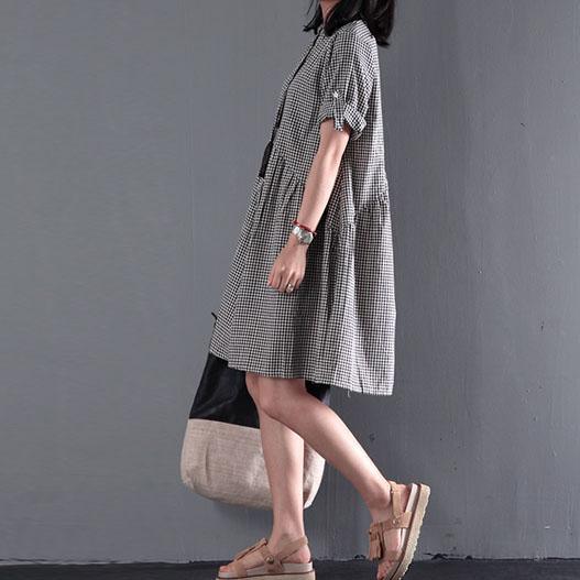 Baumwoll-Sommerkleid Schwarz Lässiges Weites Sommerkleid
