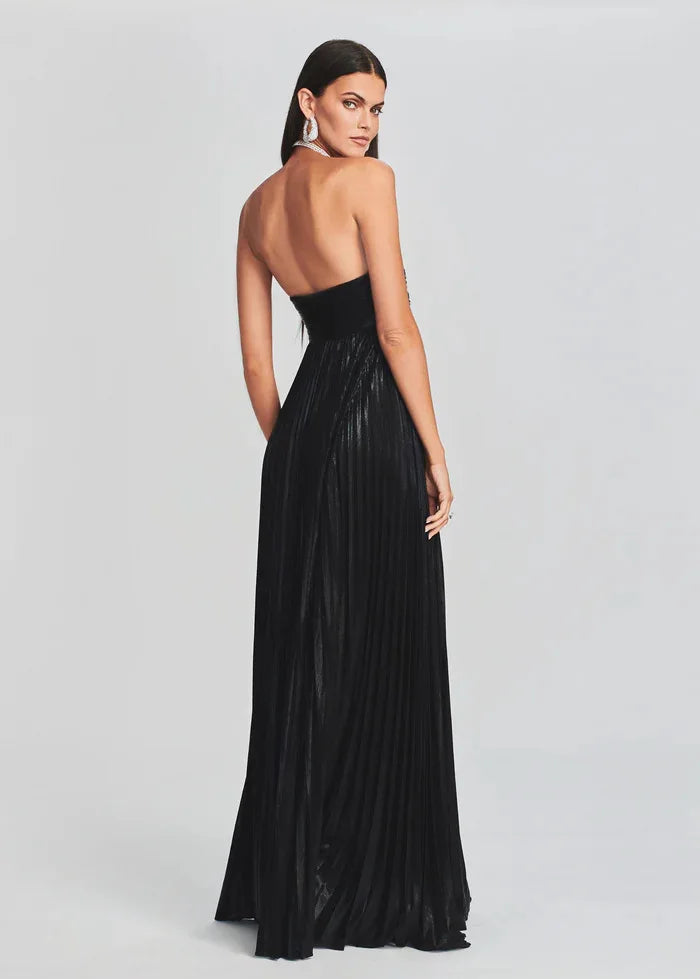 Schickes silbernes trägerloses Abendkleid