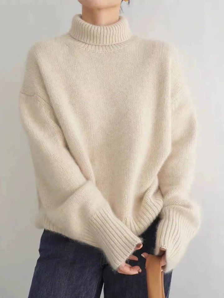 Gemütlicher Kaschmirpullover mit hohem Kragen