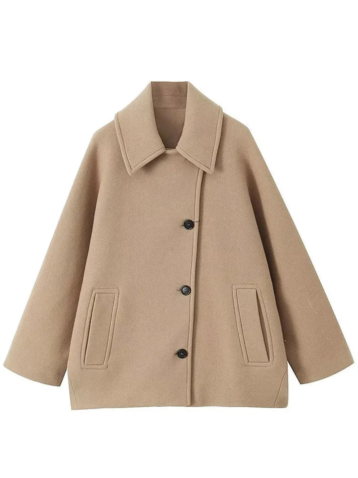 Übergroße Jacke mit umgeschlagenem Kragen und Seitentaschen