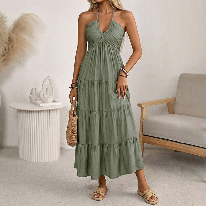 Maxikleid mit neckholder Rückenfrei und fließenden Drapierungen