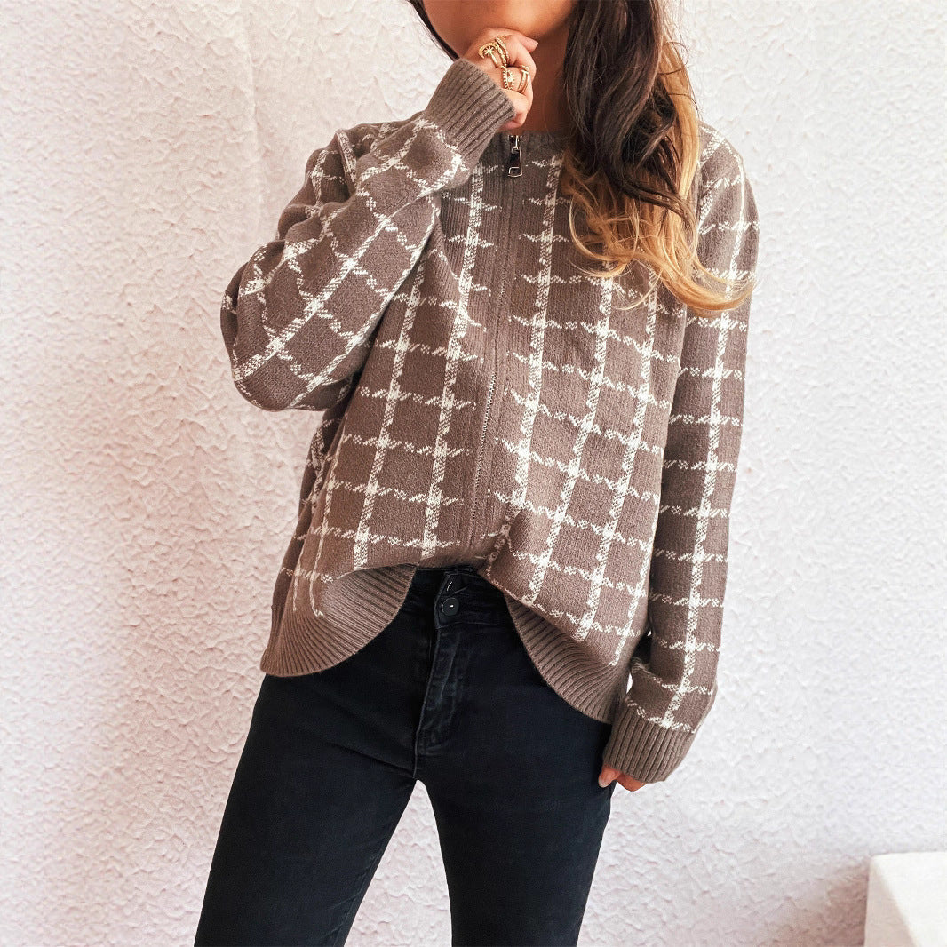 Gemütlicher karierter Cardigan mit Taschen für den Alltagsstil