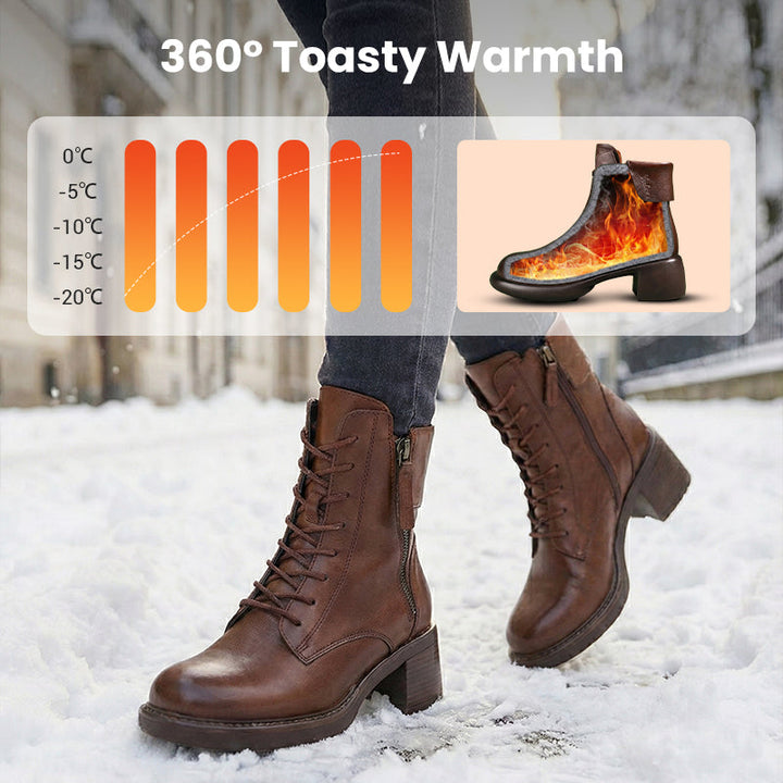 Plüschgefütterte Lederstiefel