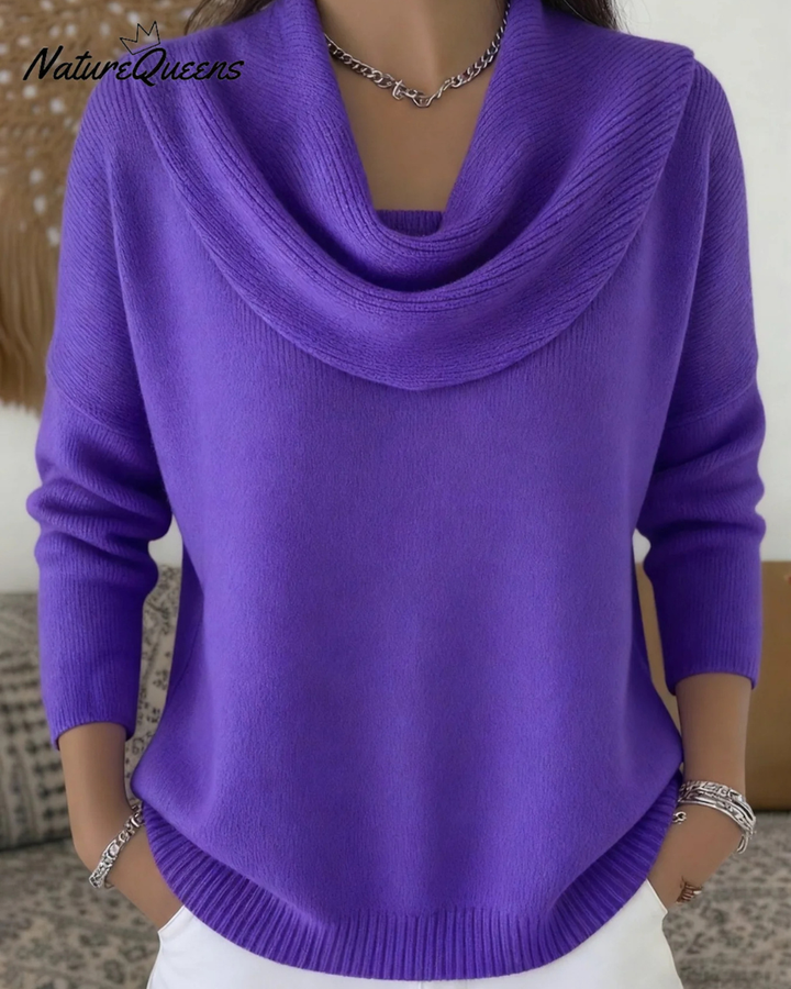 Pullover mit gerafftem Kragen