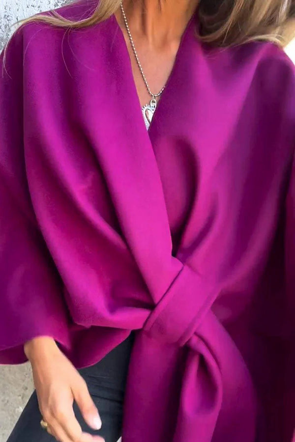 Gemütliche lockere V-Ausschnitt Stola Cape Jacke