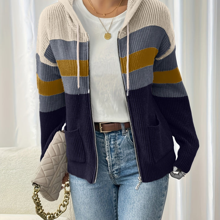 Women's Colorblock Hooded Cardigan