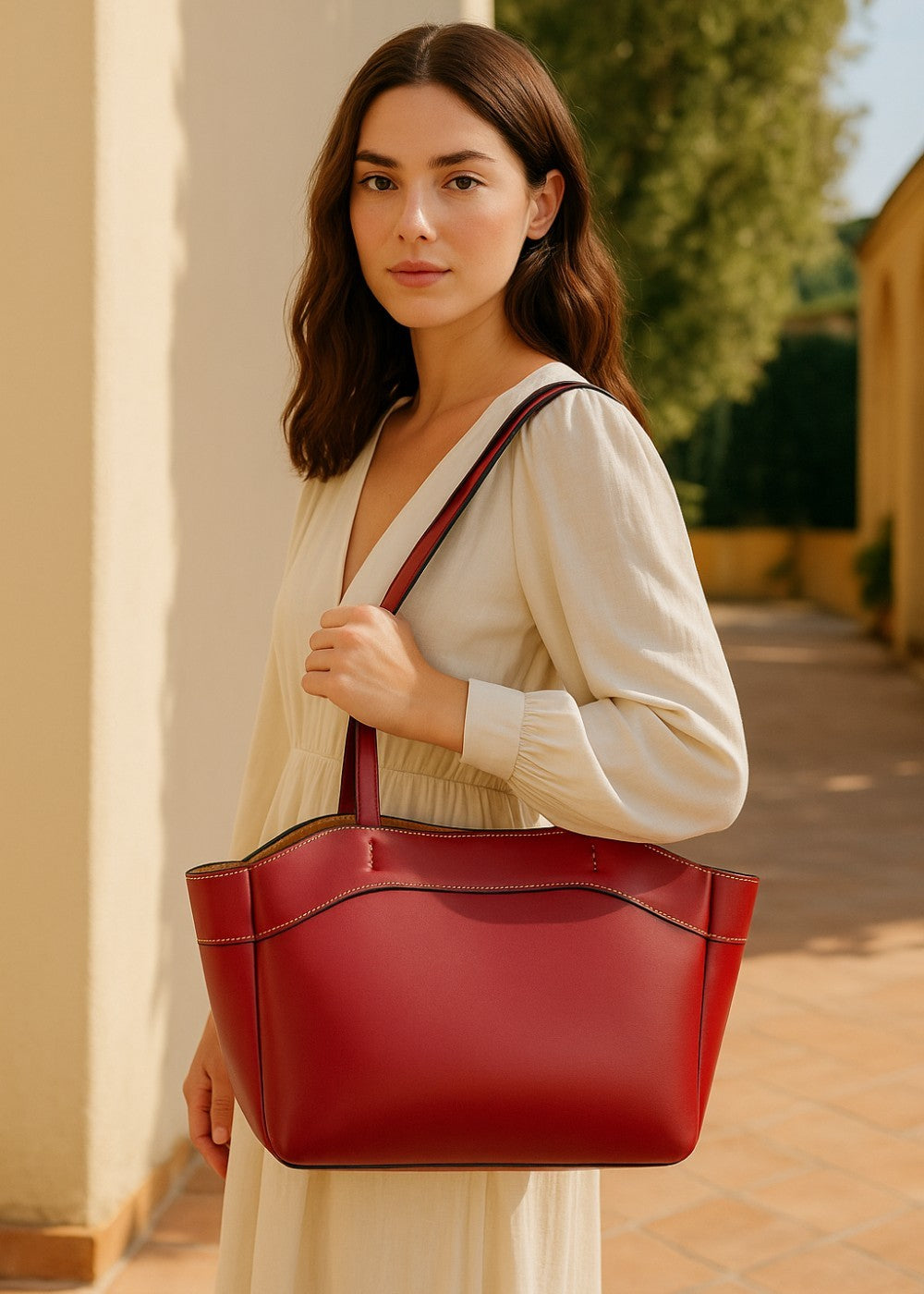 Klassische Ledertasche Tote