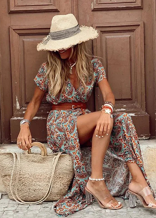Exzentrisches Boho-Maxi-Kleid