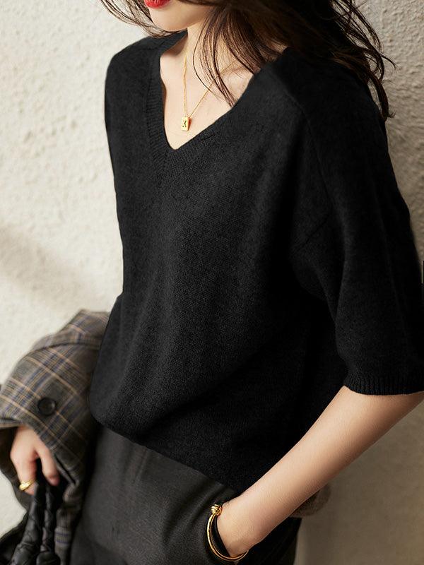 Luxuriöser weicher Kaschmir-Pullover mit V-Ausschnitt für Damen