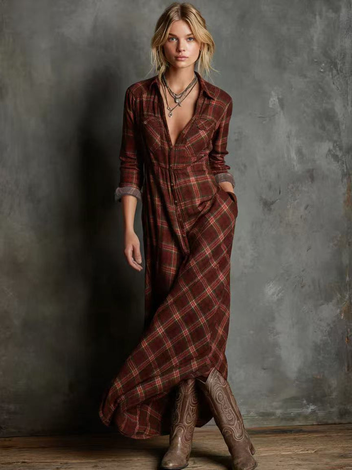 Maxikleid mit klassischem Karomuster